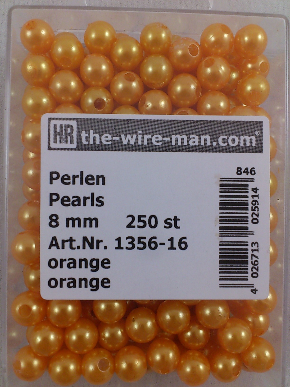 Perles orange 8 mm. 250 p.